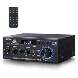 Amplificador áudio estéreo AK45 pro, Bluetooth 5.0, 2 canais de 300W Pico, Controle Remoto