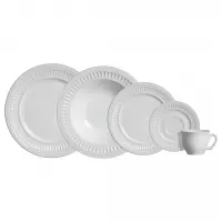 Aparelho De Jantar 20 Peças Branco Poppy De Cerâmica - Scalla Cerâmica