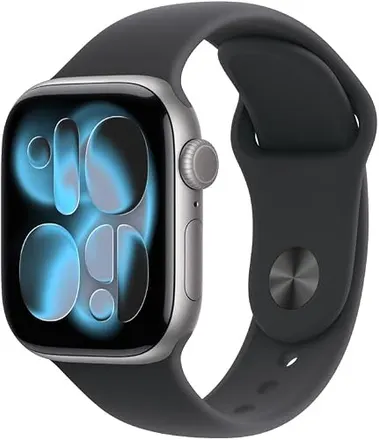 Apple Watch Series 11 GPS, Caixa em alumínio cinzento sideral de 42 mm com Bracelete desportiva preta - P/M