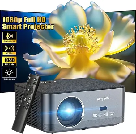 Bettdow Projetor 4k 8k 15000 Lumens Hd 1080p Compatível Completo De Android 9, Smart Projetores Retroprojetor Portatil 600 ANSI WiFi6, Auto Correção Trapezoidal, Foco Eletronico