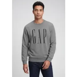 Blusa Moletom Masculina GAP Estampa Logo Cinza