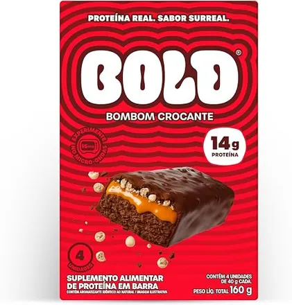 Bold Barra de Proteina Bombom Crocante 14g Kit com 4 Unidades