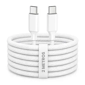 Cabo USB-C 2M Nylon Trançado 60W Premium