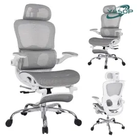 Cadeira de Escritório Ergonômica YESOP com Apoio Lombar e de Pernas Assento Zero Gravity Branca