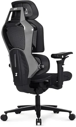Cadeira de Escritório Gamer DT3 Chrono,ergonomica com revestimento Mesh Vintex-C™,apoio de cabeça 2D,braços 5D+rotação 360º,apoio lombar AWS,suporta até 130kg,altura máx.de 1,85m (Grey)