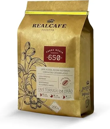 CAFÉ ESPECIAL TORRADO EM GRÃOS REALCAFÉ RESERVA 650 - TORRA MÉDIA - 250G