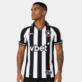 Camisa Botafogo I 2526 sn Torcedor Reebok Masculina - Branco+Preto