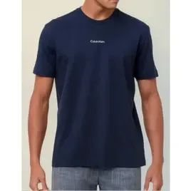 Camiseta Calvin Klein Flame Front Logo Azul Marinho