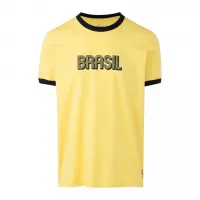 Camiseta Esportiva Em Algodão Com Estampa Brasil Amarelo