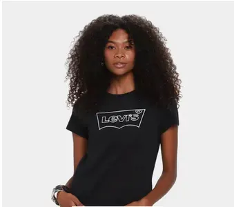 Camiseta Levis The Perfect Fit Feminina Branco Preto