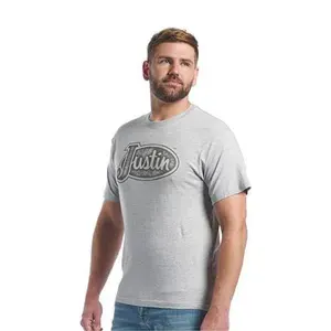 Camiseta masculina oeste, cinza, gola sem etiqueta