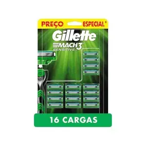 Carga Para Aparelho De Barbear Gillette Mach3 Sensitive 16 Carga Verde