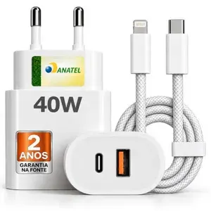 Carregador Turbo 40W USB-C Compatível iPhone