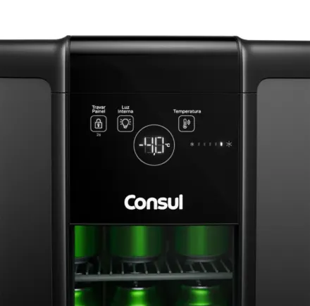 Cervejeira Consul Frost Free 83 Litros Porta de Vidro Display Externo Led Czd12mt Titanium