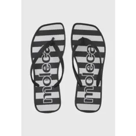 Chinelo Feminino Moleca Listrado Preto