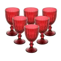 Conjunto 6 Taças De Água Greek 320ml Vermelha Vidro - Wolff