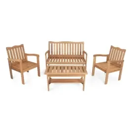 Conjunto Jardim Madeira Eucalipto 4 Peças Yescasa Mesa Centro