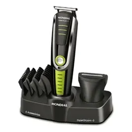 Cortador De Cabelo Mondial Super Groom 6 Bg-04 Melhor Categ Pretoverde