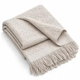 Decolab Manta para Sofá Toque Macio Boho Chic com Franjas Natural