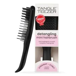 Escova De Cabelo Desembaraçadora The Mini Ultimate Detangler Para Todos Os Tipos De Cabelo, Ideal Para O Uso Em Fios Úmidos. Cor: Preta