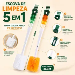 Escova Multifuncional 5 em 1 para Copos e Garrafas