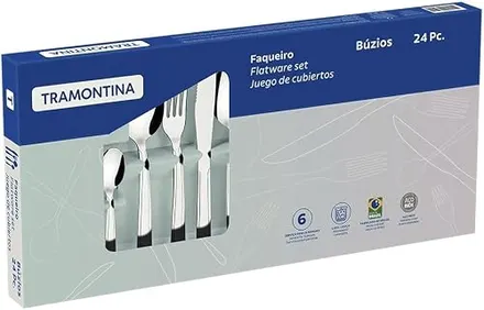 Faqueiro Tramontina Búzios em Aço Inox com Detalhe 24 Peças | com Detalhe, 24 Peças