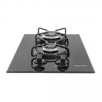 Fogão De Mesa Cooktop 2 Bocas Vidro Preto À Gás Suggar Fg200 Preto