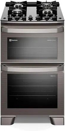 Fogão de Piso Electrolux de 04 Bocas Experience com Duplo Forno e Mesa de Vidro Cinza - FE4DG (220V, Volts)