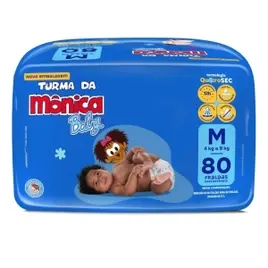 Fralda Turma da Mônica Baby Tam. M com 80 Unidades