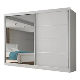 Guarda Roupas Casal 2 Portas Com Espelho 4 Gavetas Áustria Branco