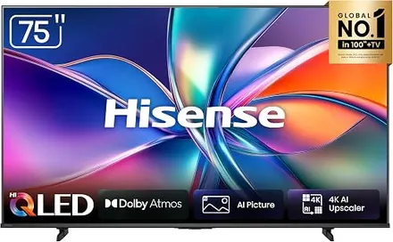 Hisense Smart TV UHD 4K Hi-QLED 75" Polegadas 75Q6QV com HDR10+, Dolby Atmos, Sports Mode, Game Mode Plus e Compatível com Alexa