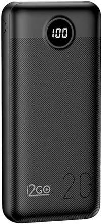 I2GO, Carregador Portátil (Power Bank) Ultra Rápido 20000mAh, Power Delivery 20W, 2 Saídas USB + 1 Saída/Entrada USB-C, Preto, i2GO PRO