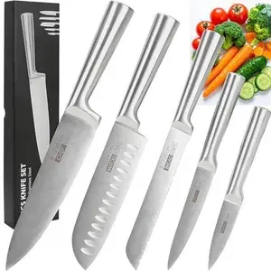 Jogo 5 Facas Inox Profissional, Design Ergonômico