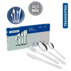 Jogo De Talheres Tramontina Colher Faca Garfo 24 Peças Búzios Inox Tramontina