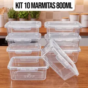 Kit 10 Marmitas Potes 800ml Herméticos KAZIVA