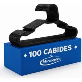 Kit 100 Cabide Adulto Preto Organizador Roupa Reforçado Preto