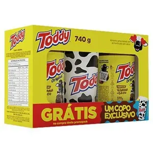 Kit 2 Achocolatados Pó Toddy 740g + Copo Exclusivo
