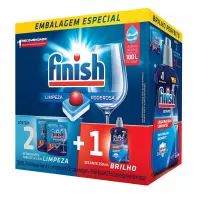 Kit 2 Detergentes Lava Louças Finish Powerball 13 Tabs + 1 Finish Secante 250ml