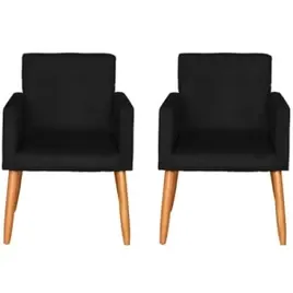 Kit 2 Poltronas Cadeira Decorativa para Sala de estar Cadeiras para Recepção Manicure Escritório Sala De Espera (PRET