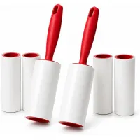 Kit 2 Rolos Adesisvos Tira Pelo + 4 Refis 180 Folhas Remoção Pelos Poeira