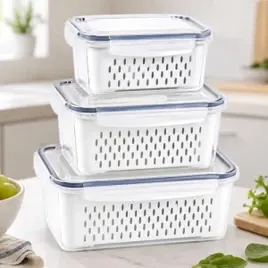 Kit 3 potes hermeticos organizador de geladeira e cozinha com tampa