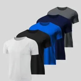 Kit 5 Camisetas Básicas Dry Fit Lisa Tradicional