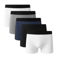 Kit 5 Cuecas Boxer Basic Lisa 100% Algodão Masculina Forro Duplo Costura Tripla