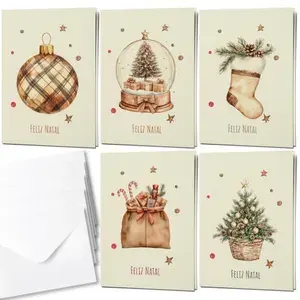 Kit 5 Pôsteres Cartão Natal com Envelopes