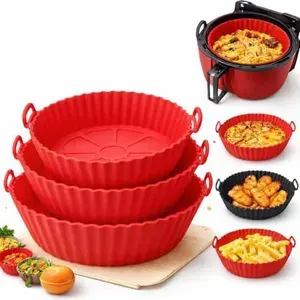 Kit 6 Formas Silicone Air Fryer e Forno Vermelho