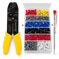 Kit Alicate Crimpador + Terminais + Chave Teste Voltagem