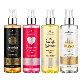 Kit C4 Body Splash Árabe 200ml Perfume Feminino Importado Marcante Elegante Moderno Fragrância Intensa E Suave