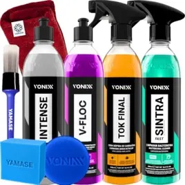 Kit Lavagem Automotiva Completa Vonixx Cera Automotiva Carnauba Tok Final V-Floc Revitalizador de Plasticos intense Sint