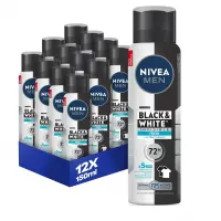 Kit NIVEA MEN Desodorante Aerossol Black & White INVISIBLE Fresh 150ml - 12 Unidades