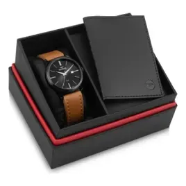Kit Relógio Technos Masculino Steel Preto - 2115ubrk0p Marrom Preto